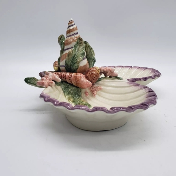 Vintage Fitz and Floyd Classics Oceana Double Dish Seashells - Picture 3 of 7